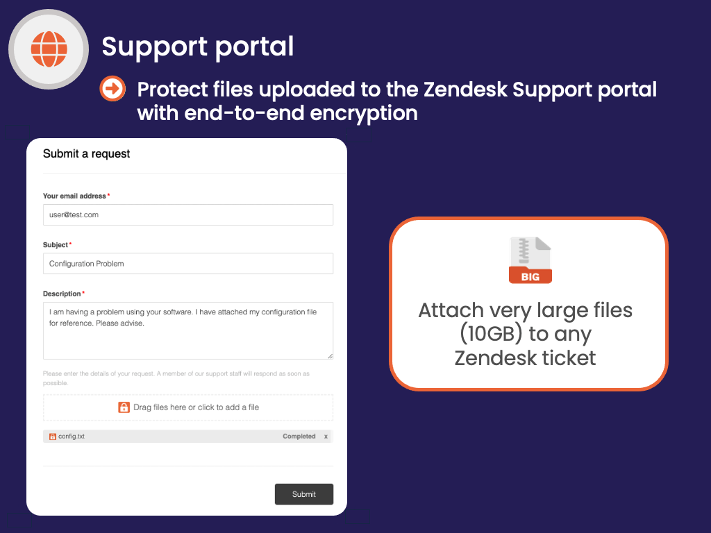 SendSafely primary marketing image — Messaging app on the Zendesk Marketplace